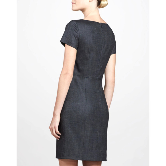 Theory Dress Nuriana Raetia Stretch Wool Dark Gray Sheath Short Sleeve 4 S - Picture 2 of 11